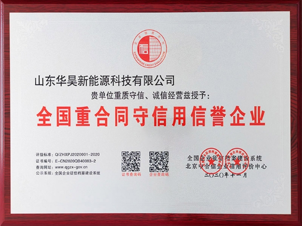 全國守合同重信用信譽企業(yè)